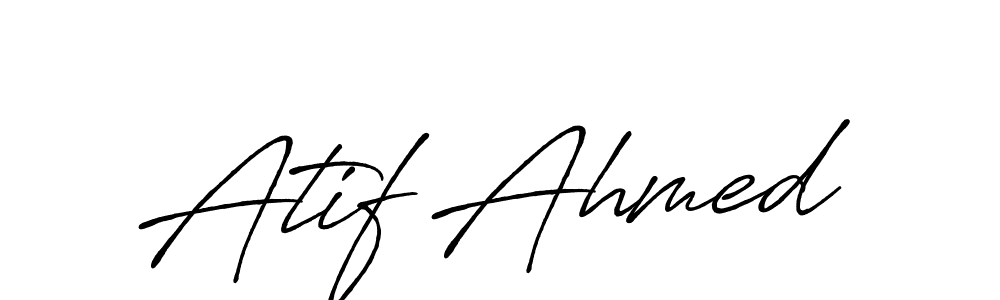 How to make Atif Ahmed name signature. Use Antro_Vectra_Bolder style for creating short signs online. This is the latest handwritten sign. Atif Ahmed signature style 7 images and pictures png