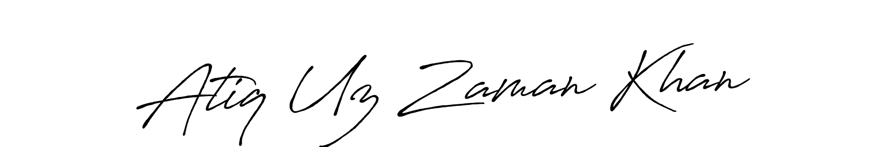 The best way (Antro_Vectra_Bolder) to make a short signature is to pick only two or three words in your name. The name Atiq Uz Zaman Khan include a total of six letters. For converting this name. Atiq Uz Zaman Khan signature style 7 images and pictures png