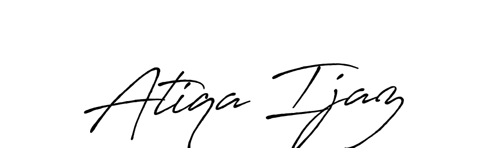 You should practise on your own different ways (Antro_Vectra_Bolder) to write your name (Atiqa Ijaz) in signature. don't let someone else do it for you. Atiqa Ijaz signature style 7 images and pictures png
