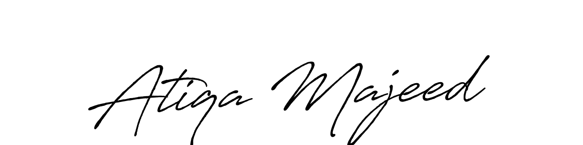 How to make Atiqa Majeed name signature. Use Antro_Vectra_Bolder style for creating short signs online. This is the latest handwritten sign. Atiqa Majeed signature style 7 images and pictures png