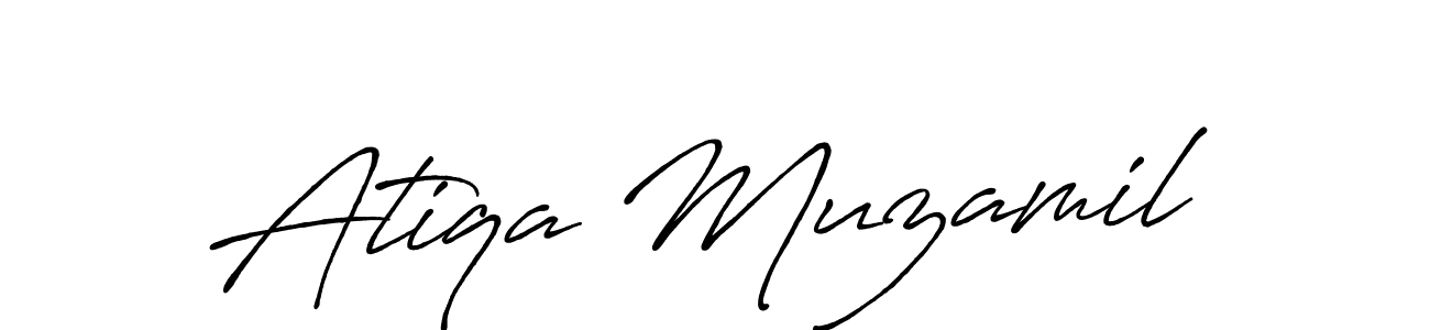 Create a beautiful signature design for name Atiqa Muzamil. With this signature (Antro_Vectra_Bolder) fonts, you can make a handwritten signature for free. Atiqa Muzamil signature style 7 images and pictures png