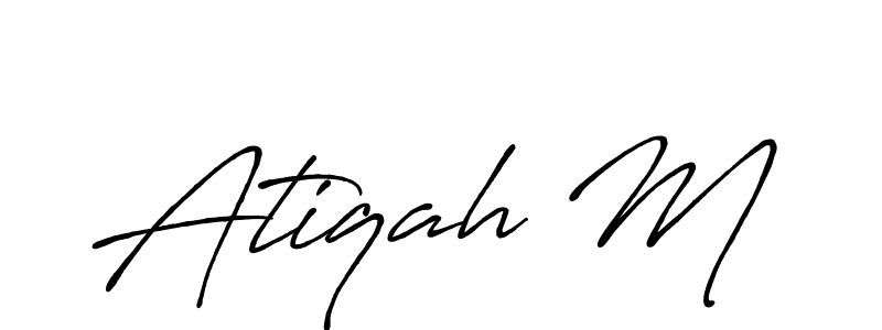 Use a signature maker to create a handwritten signature online. With this signature software, you can design (Antro_Vectra_Bolder) your own signature for name Atiqah M. Atiqah M signature style 7 images and pictures png