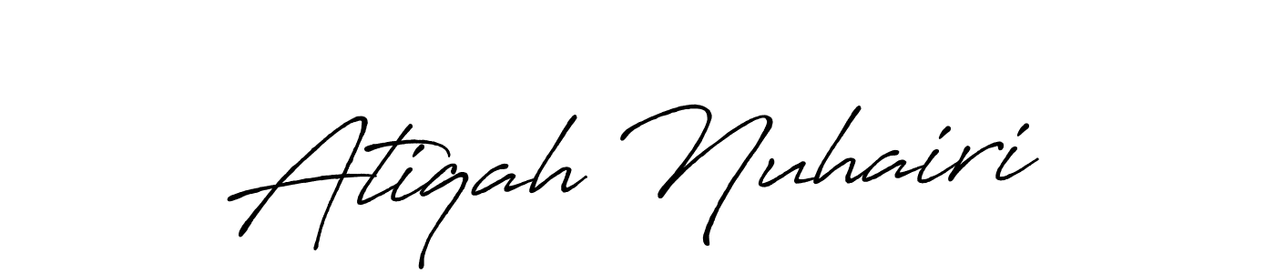 Use a signature maker to create a handwritten signature online. With this signature software, you can design (Antro_Vectra_Bolder) your own signature for name Atiqah Nuhairi. Atiqah Nuhairi signature style 7 images and pictures png