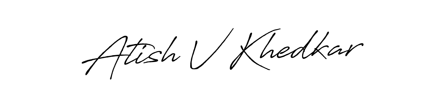 The best way (Antro_Vectra_Bolder) to make a short signature is to pick only two or three words in your name. The name Atish V Khedkar include a total of six letters. For converting this name. Atish V Khedkar signature style 7 images and pictures png