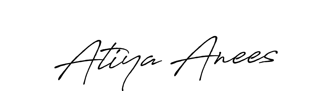 How to make Atiya Anees name signature. Use Antro_Vectra_Bolder style for creating short signs online. This is the latest handwritten sign. Atiya Anees signature style 7 images and pictures png