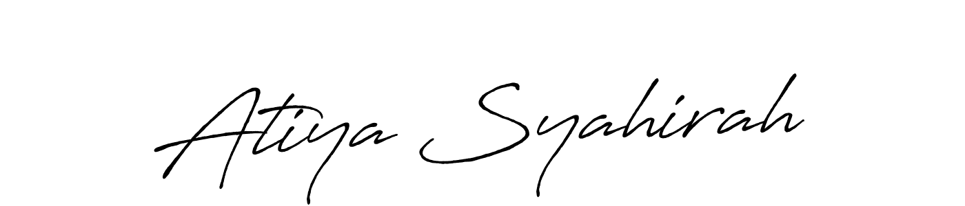 How to make Atiya Syahirah name signature. Use Antro_Vectra_Bolder style for creating short signs online. This is the latest handwritten sign. Atiya Syahirah signature style 7 images and pictures png