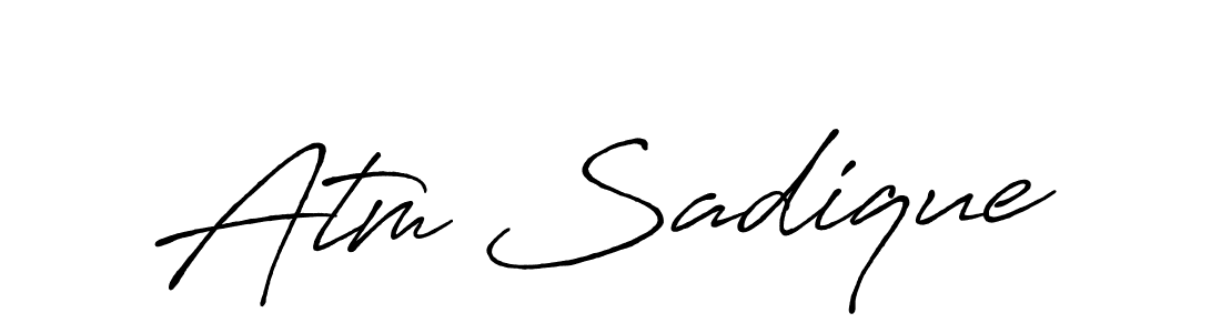 How to make Atm Sadique name signature. Use Antro_Vectra_Bolder style for creating short signs online. This is the latest handwritten sign. Atm Sadique signature style 7 images and pictures png