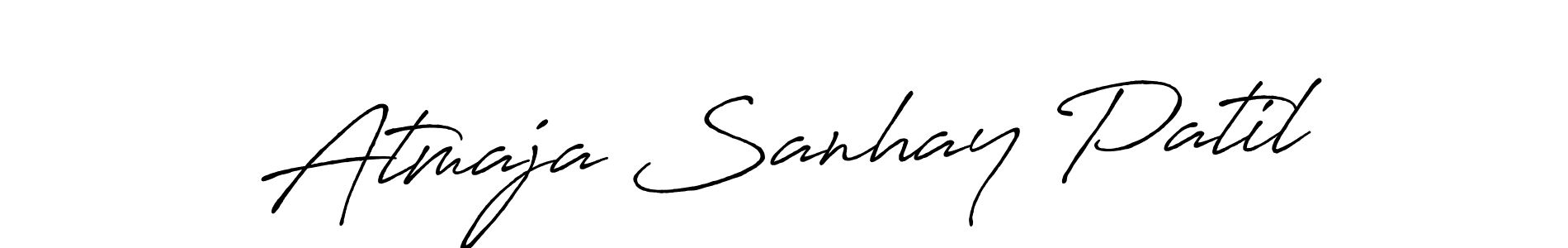 Antro_Vectra_Bolder is a professional signature style that is perfect for those who want to add a touch of class to their signature. It is also a great choice for those who want to make their signature more unique. Get Atmaja Sanhay Patil name to fancy signature for free. Atmaja Sanhay Patil signature style 7 images and pictures png
