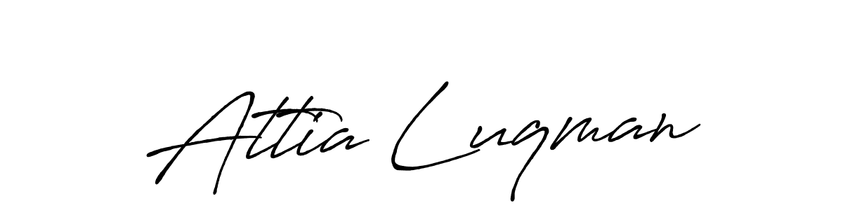 Make a beautiful signature design for name Attia Luqman. With this signature (Antro_Vectra_Bolder) style, you can create a handwritten signature for free. Attia Luqman signature style 7 images and pictures png