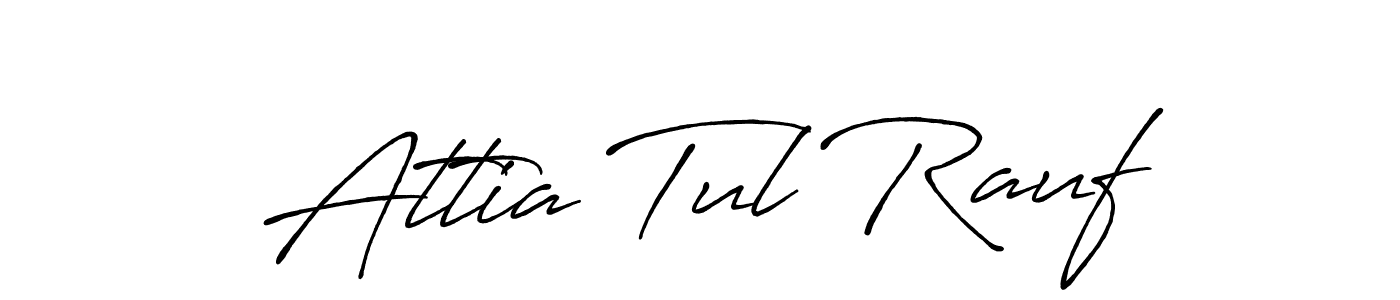 How to make Attia Tul Rauf name signature. Use Antro_Vectra_Bolder style for creating short signs online. This is the latest handwritten sign. Attia Tul Rauf signature style 7 images and pictures png