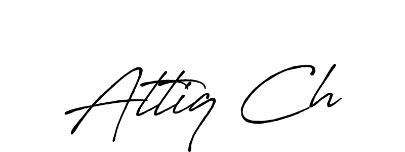 How to make Attiq Ch name signature. Use Antro_Vectra_Bolder style for creating short signs online. This is the latest handwritten sign. Attiq Ch signature style 7 images and pictures png