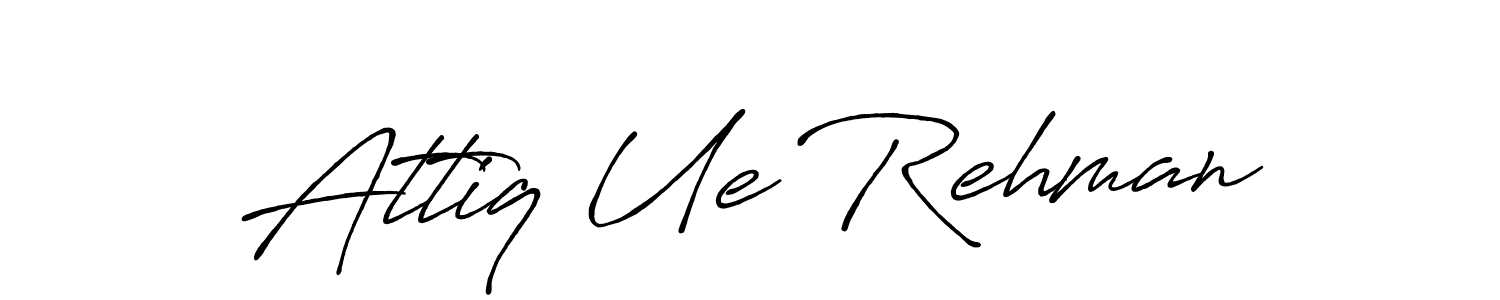 How to make Attiq Ue Rehman name signature. Use Antro_Vectra_Bolder style for creating short signs online. This is the latest handwritten sign. Attiq Ue Rehman signature style 7 images and pictures png