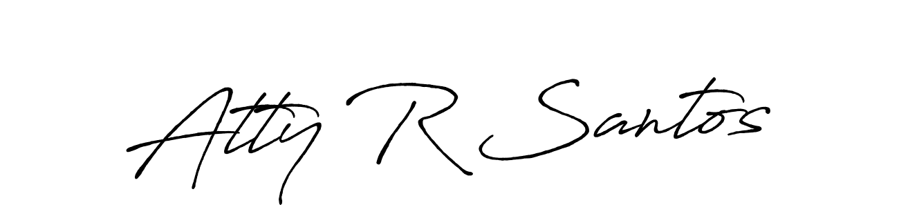 How to make Atty R Santos name signature. Use Antro_Vectra_Bolder style for creating short signs online. This is the latest handwritten sign. Atty R Santos signature style 7 images and pictures png