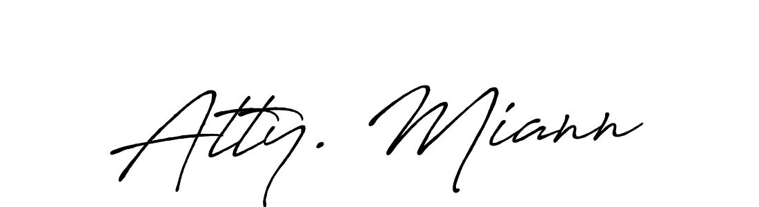 Similarly Antro_Vectra_Bolder is the best handwritten signature design. Signature creator online .You can use it as an online autograph creator for name Atty. Miann. Atty. Miann signature style 7 images and pictures png