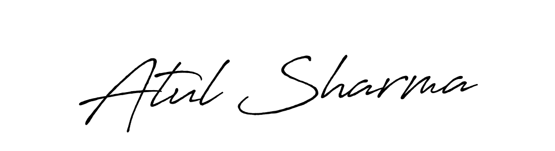 How to make Atul Sharma name signature. Use Antro_Vectra_Bolder style for creating short signs online. This is the latest handwritten sign. Atul Sharma signature style 7 images and pictures png