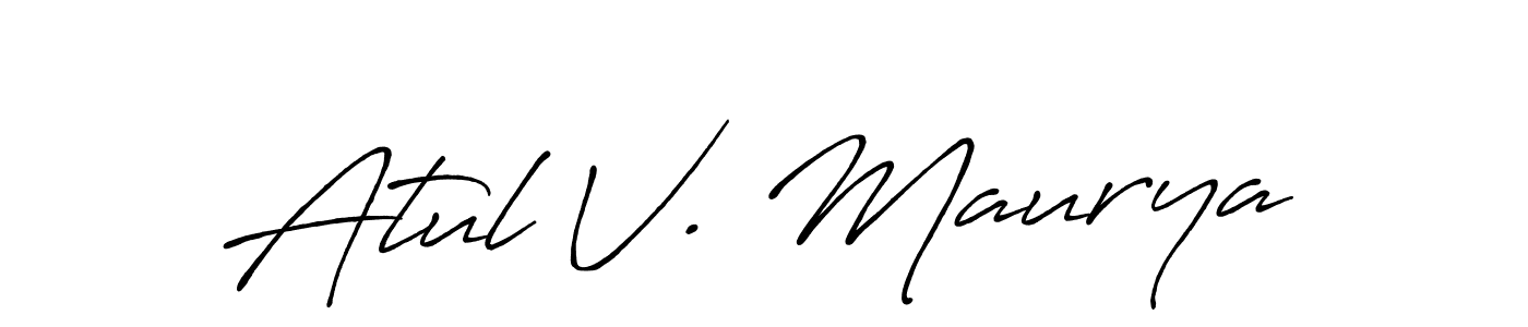 if you are searching for the best signature style for your name Atul V. Maurya. so please give up your signature search. here we have designed multiple signature styles  using Antro_Vectra_Bolder. Atul V. Maurya signature style 7 images and pictures png