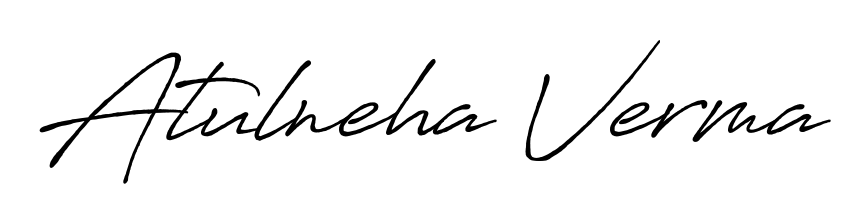A modern signature idea for name Atulneha Verma using Antro_Vectra_Bolder font. Clean strokes and elegant curves make it stand out instantly. Atulneha Verma signature style 7 images and pictures png
