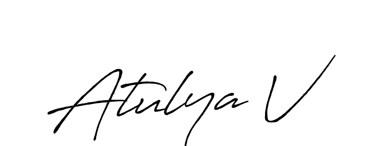 Also we have Atulya V name is the best signature style. Create professional handwritten signature collection using Antro_Vectra_Bolder autograph style. Atulya V signature style 7 images and pictures png