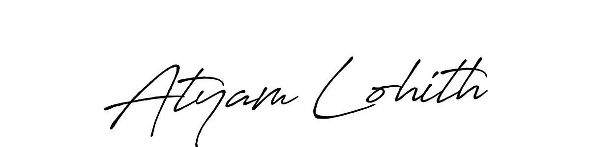 How to make Atyam Lohith name signature. Use Antro_Vectra_Bolder style for creating short signs online. This is the latest handwritten sign. Atyam Lohith signature style 7 images and pictures png