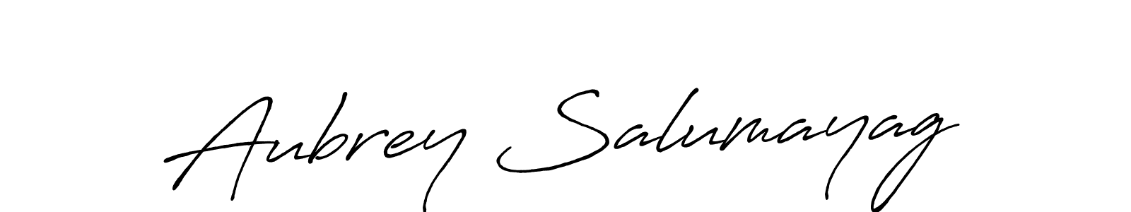 Make a beautiful signature design for name Aubrey Salumayag. With this signature (Antro_Vectra_Bolder) style, you can create a handwritten signature for free. Aubrey Salumayag signature style 7 images and pictures png