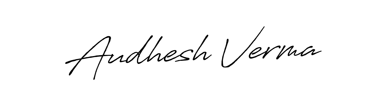The best way (Antro_Vectra_Bolder) to make a short signature is to pick only two or three words in your name. The name Audhesh Verma include a total of six letters. For converting this name. Audhesh Verma signature style 7 images and pictures png