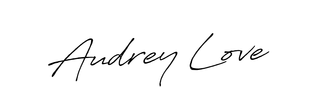 Audrey Love stylish signature style. Best Handwritten Sign (Antro_Vectra_Bolder) for my name. Handwritten Signature Collection Ideas for my name Audrey Love. Audrey Love signature style 7 images and pictures png