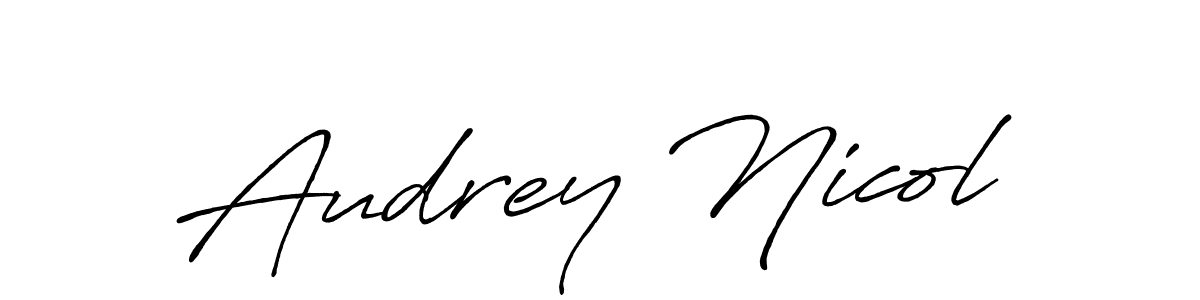 Use a signature maker to create a handwritten signature online. With this signature software, you can design (Antro_Vectra_Bolder) your own signature for name Audrey Nicol. Audrey Nicol signature style 7 images and pictures png