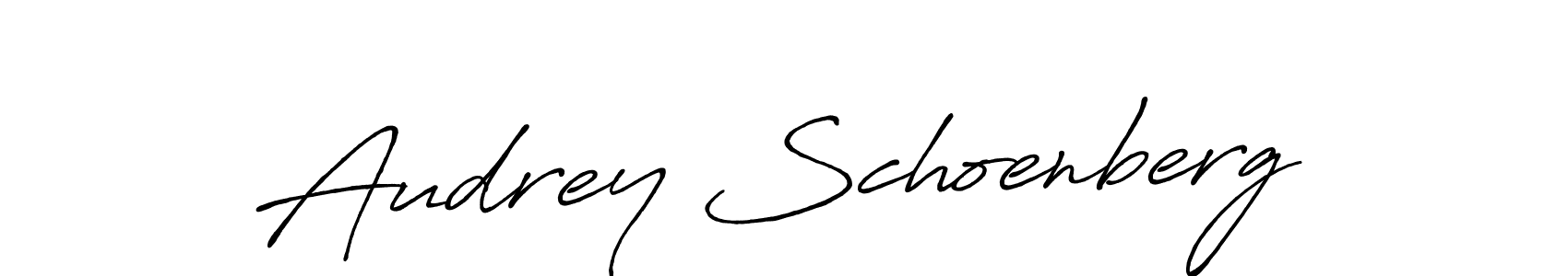 How to make Audrey Schoenberg name signature. Use Antro_Vectra_Bolder style for creating short signs online. This is the latest handwritten sign. Audrey Schoenberg signature style 7 images and pictures png