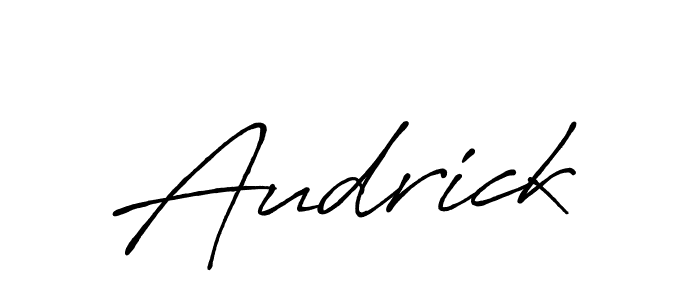 Use a signature maker to create a handwritten signature online. With this signature software, you can design (Antro_Vectra_Bolder) your own signature for name Audrick. Audrick signature style 7 images and pictures png