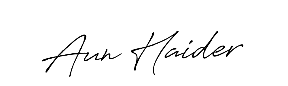 Create a beautiful signature design for name Aun Haider. With this signature (Antro_Vectra_Bolder) fonts, you can make a handwritten signature for free. Aun Haider signature style 7 images and pictures png