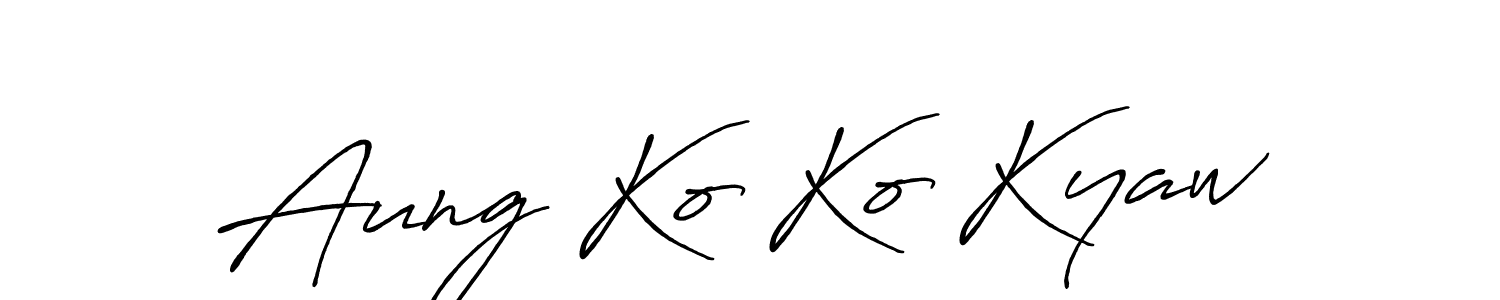 Design your own signature with our free online signature maker. With this signature software, you can create a handwritten (Antro_Vectra_Bolder) signature for name Aung Ko Ko Kyaw. Aung Ko Ko Kyaw signature style 7 images and pictures png