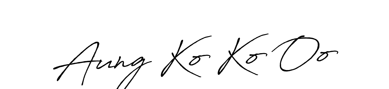 The best way (Antro_Vectra_Bolder) to make a short signature is to pick only two or three words in your name. The name Aung Ko Ko Oo include a total of six letters. For converting this name. Aung Ko Ko Oo signature style 7 images and pictures png