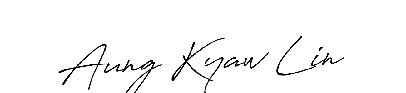 How to make Aung Kyaw Lin name signature. Use Antro_Vectra_Bolder style for creating short signs online. This is the latest handwritten sign. Aung Kyaw Lin signature style 7 images and pictures png