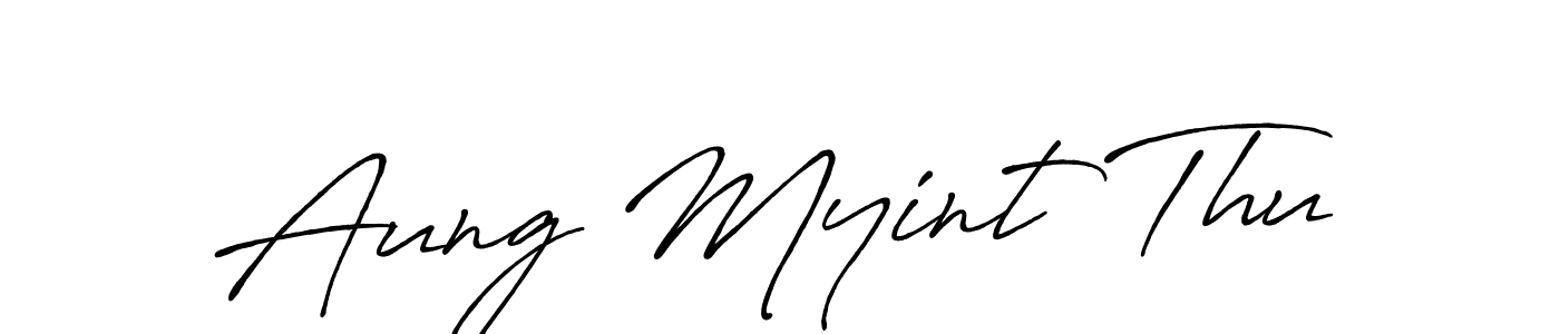 The best way (Antro_Vectra_Bolder) to make a short signature is to pick only two or three words in your name. The name Aung Myint Thu include a total of six letters. For converting this name. Aung Myint Thu signature style 7 images and pictures png