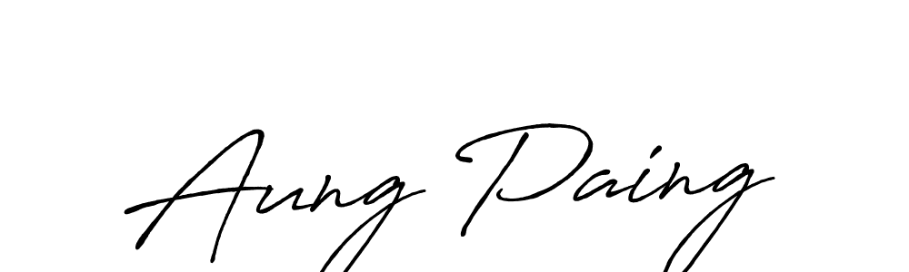 Design your own signature with our free online signature maker. With this signature software, you can create a handwritten (Antro_Vectra_Bolder) signature for name Aung Paing. Aung Paing signature style 7 images and pictures png