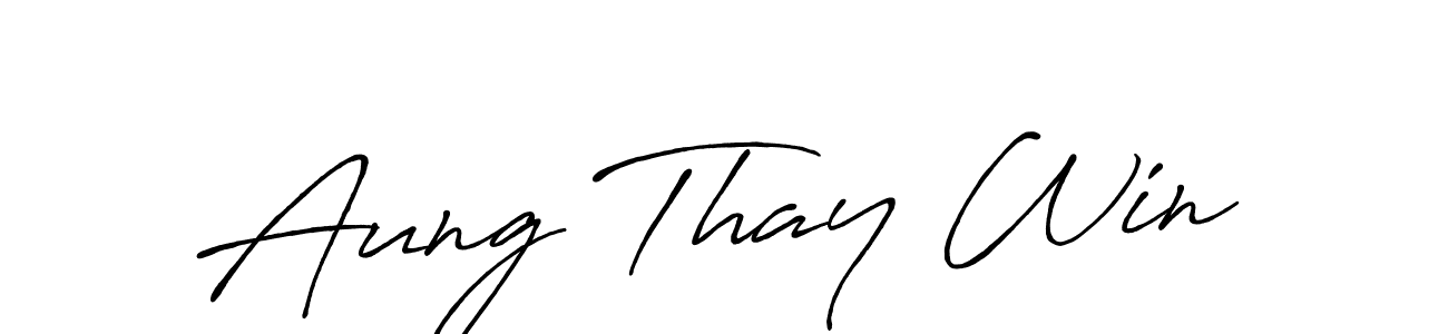 Similarly Antro_Vectra_Bolder is the best handwritten signature design. Signature creator online .You can use it as an online autograph creator for name Aung Thay Win. Aung Thay Win signature style 7 images and pictures png