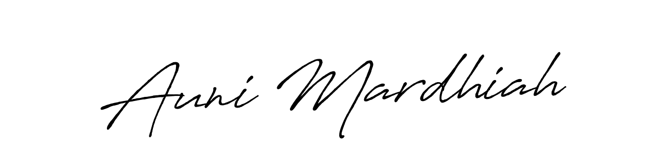 Use a signature maker to create a handwritten signature online. With this signature software, you can design (Antro_Vectra_Bolder) your own signature for name Auni Mardhiah. Auni Mardhiah signature style 7 images and pictures png