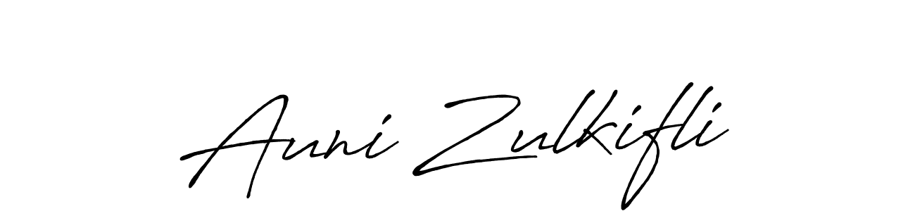 How to make Auni Zulkifli name signature. Use Antro_Vectra_Bolder style for creating short signs online. This is the latest handwritten sign. Auni Zulkifli signature style 7 images and pictures png