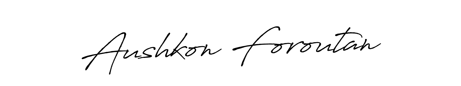 Create a beautiful signature design for name Aushkon Foroutan. With this signature (Antro_Vectra_Bolder) fonts, you can make a handwritten signature for free. Aushkon Foroutan signature style 7 images and pictures png