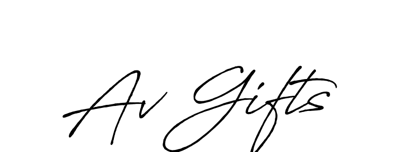 How to make Av Gifts name signature. Use Antro_Vectra_Bolder style for creating short signs online. This is the latest handwritten sign. Av Gifts signature style 7 images and pictures png