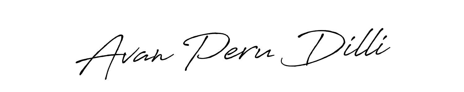 How to make Avan Peru Dilli name signature. Use Antro_Vectra_Bolder style for creating short signs online. This is the latest handwritten sign. Avan Peru Dilli signature style 7 images and pictures png