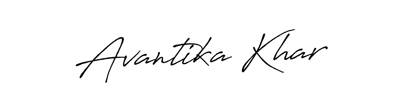 How to make Avantika Khar name signature. Use Antro_Vectra_Bolder style for creating short signs online. This is the latest handwritten sign. Avantika Khar signature style 7 images and pictures png