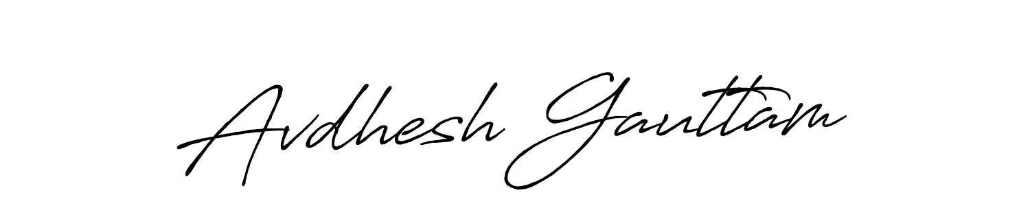 How to make Avdhesh Gauttam name signature. Use Antro_Vectra_Bolder style for creating short signs online. This is the latest handwritten sign. Avdhesh Gauttam signature style 7 images and pictures png