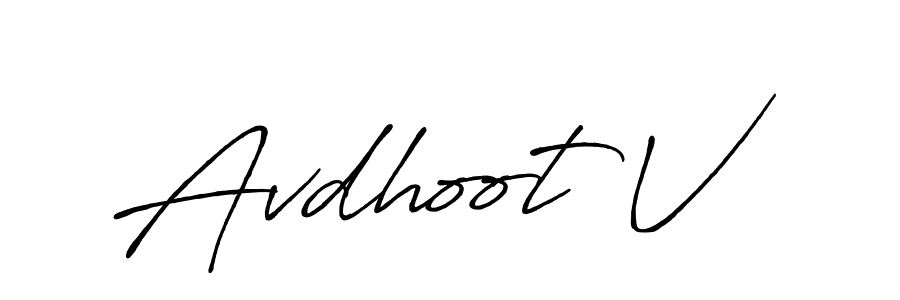 Also we have Avdhoot V name is the best signature style. Create professional handwritten signature collection using Antro_Vectra_Bolder autograph style. Avdhoot V signature style 7 images and pictures png