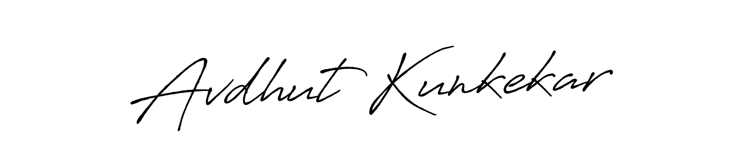 Antro_Vectra_Bolder is a professional signature style that is perfect for those who want to add a touch of class to their signature. It is also a great choice for those who want to make their signature more unique. Get Avdhut Kunkekar name to fancy signature for free. Avdhut Kunkekar signature style 7 images and pictures png