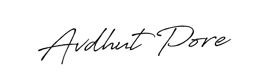 Similarly Antro_Vectra_Bolder is the best handwritten signature design. Signature creator online .You can use it as an online autograph creator for name Avdhut Pore. Avdhut Pore signature style 7 images and pictures png