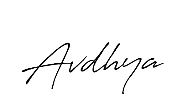 Avdhya stylish signature style. Best Handwritten Sign (Antro_Vectra_Bolder) for my name. Handwritten Signature Collection Ideas for my name Avdhya. Avdhya signature style 7 images and pictures png