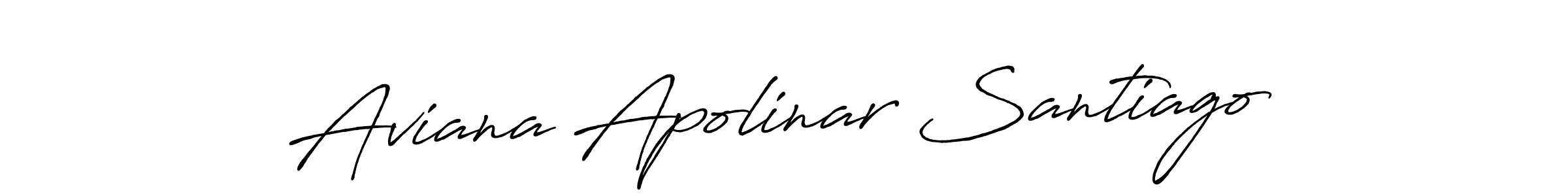 The best way (Antro_Vectra_Bolder) to make a short signature is to pick only two or three words in your name. The name Aviana Apolinar Santiago include a total of six letters. For converting this name. Aviana Apolinar Santiago signature style 7 images and pictures png