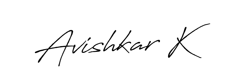 How to make Avishkar K name signature. Use Antro_Vectra_Bolder style for creating short signs online. This is the latest handwritten sign. Avishkar K signature style 7 images and pictures png