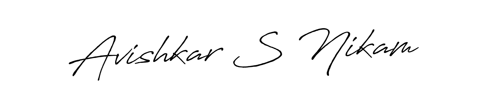 This is the best signature style for the Avishkar S Nikam name. Also you like these signature font (Antro_Vectra_Bolder). Mix name signature. Avishkar S Nikam signature style 7 images and pictures png